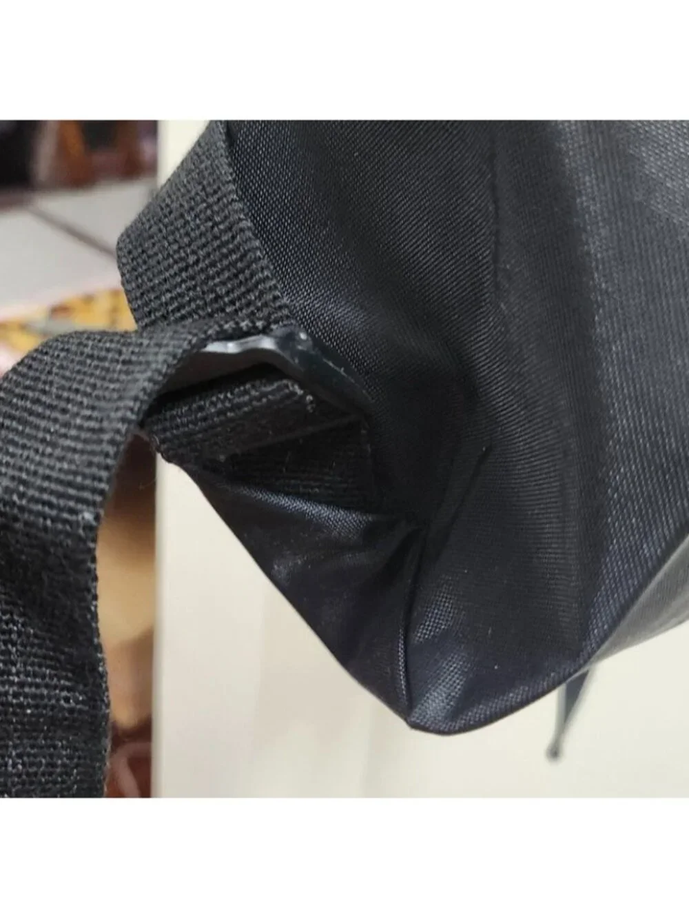 Longchamp Le Pliage Backpack Black Nylon Brown Leather Foldable NWOT